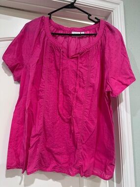 Kim Rogers Hot Pink Short-Sleeve Peasant Blouse